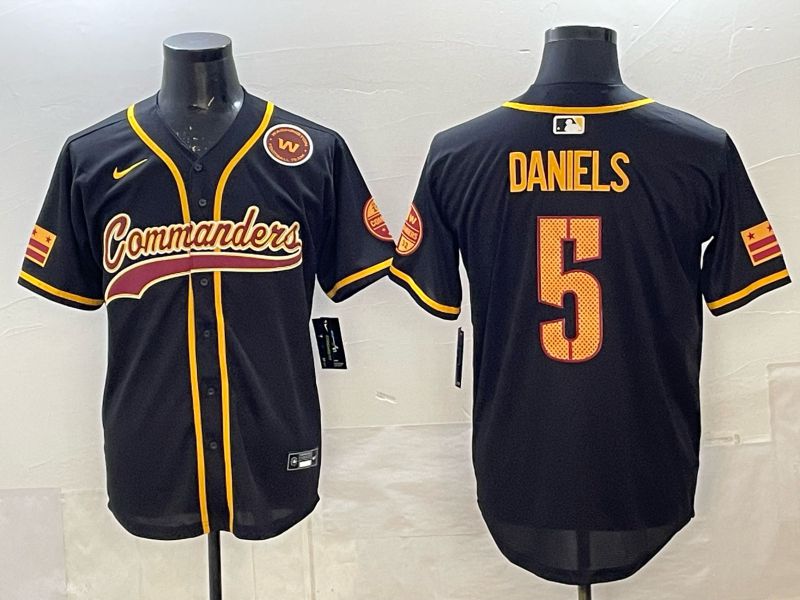 Men 2025 Nike Washington Commanders #5 Daniels Black 3th generation Joint Name Limited NFL Jersey 006